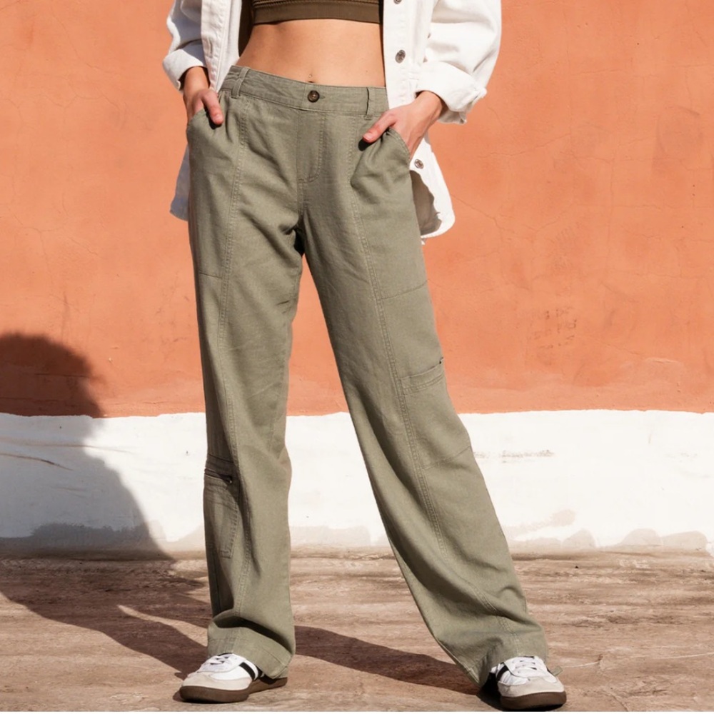 Linen Comfort Waist Parachute Pants